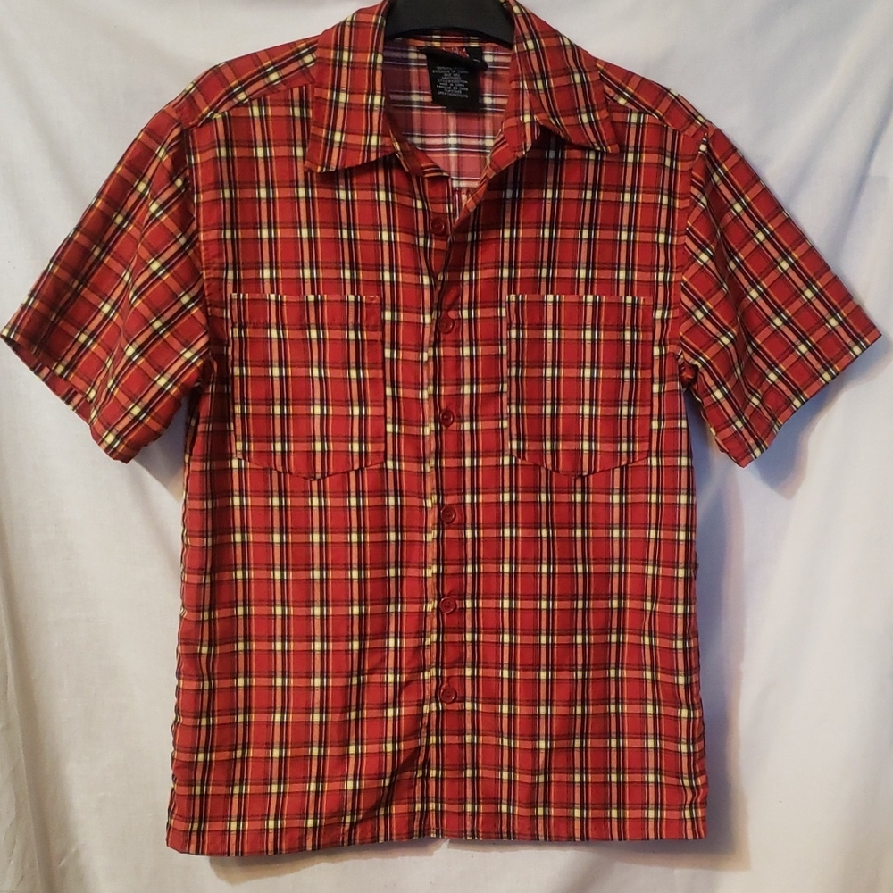 Boys' Red Plaid Short-Sleeve Button-Down Shirt